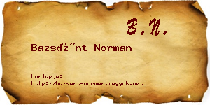 Bazsánt Norman névjegykártya